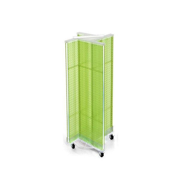 Pinwheel Pegboard Floor Display on Revolving Base. Spinner Rack Stand.